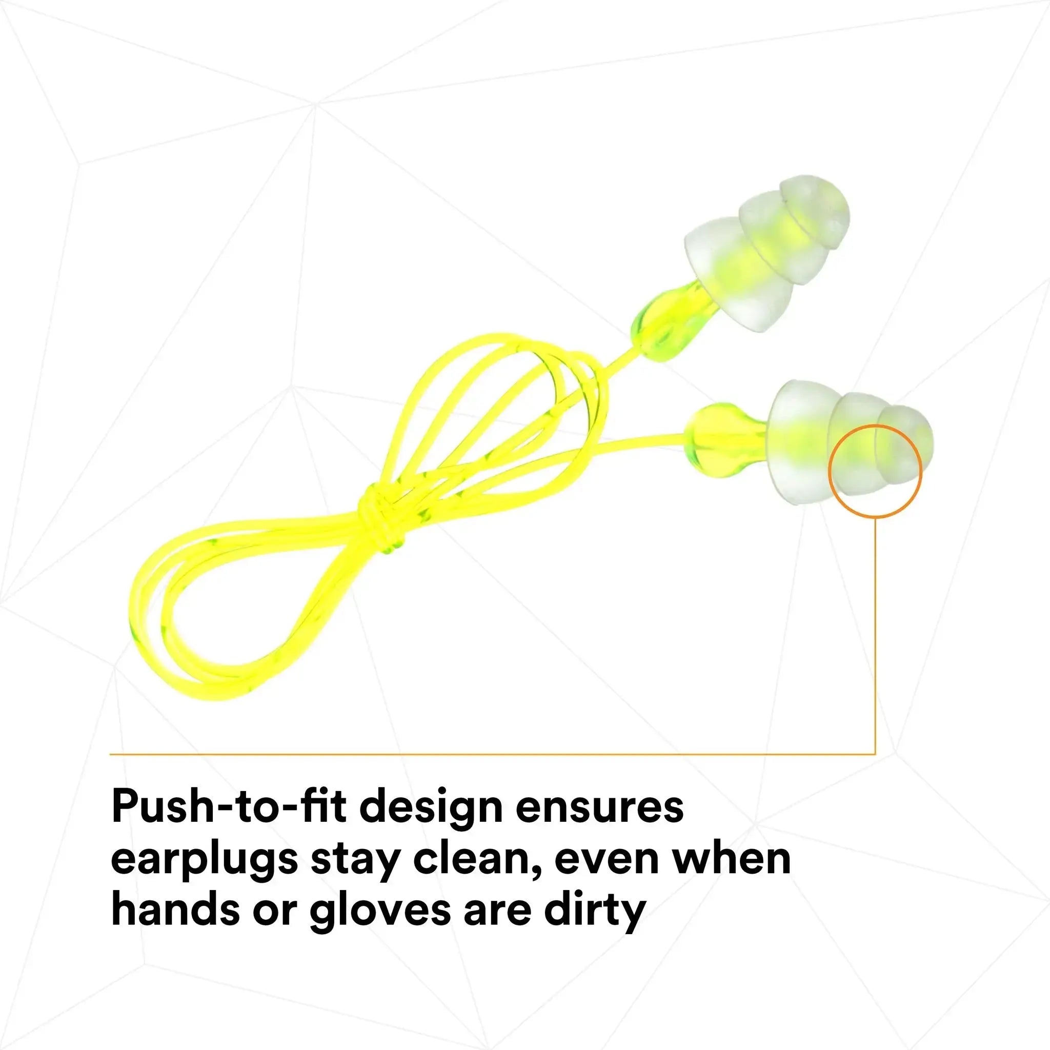 3M Peltor P3000 Next Tri-Flange Earplugs, Clear, Push-to-fit design