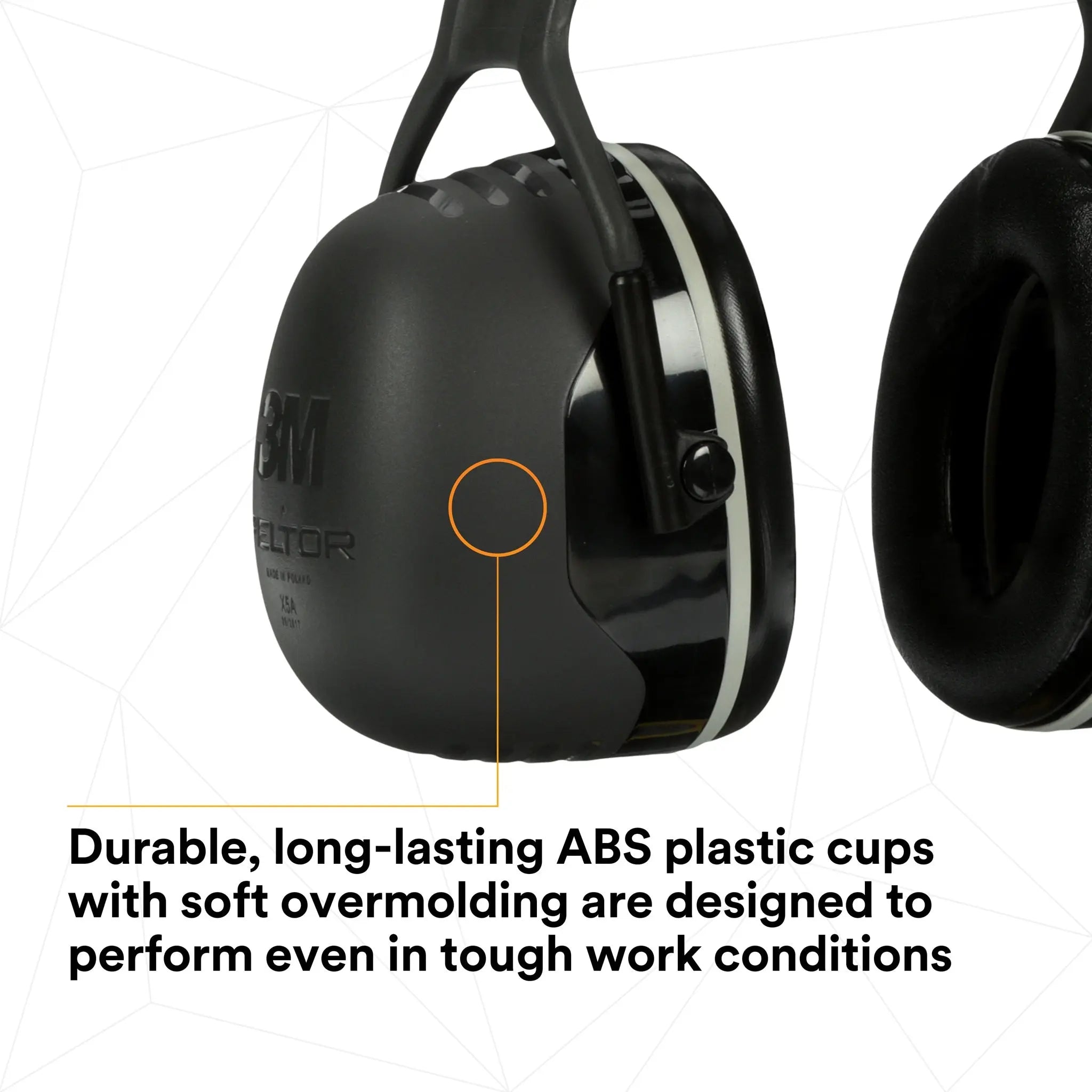 3M Peltor X5A Over-the-Head Earmuffs, Black, durable long lasting ABS