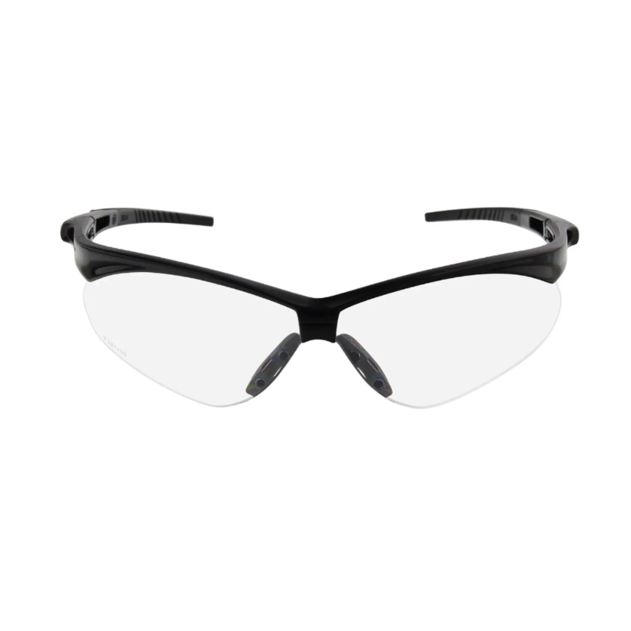 PIP Anser 250-AN-10111 Semi-Rimless Safety Glasses with Anti-Scratch Coating, Black Frame, Clear Lens, One Size, Front