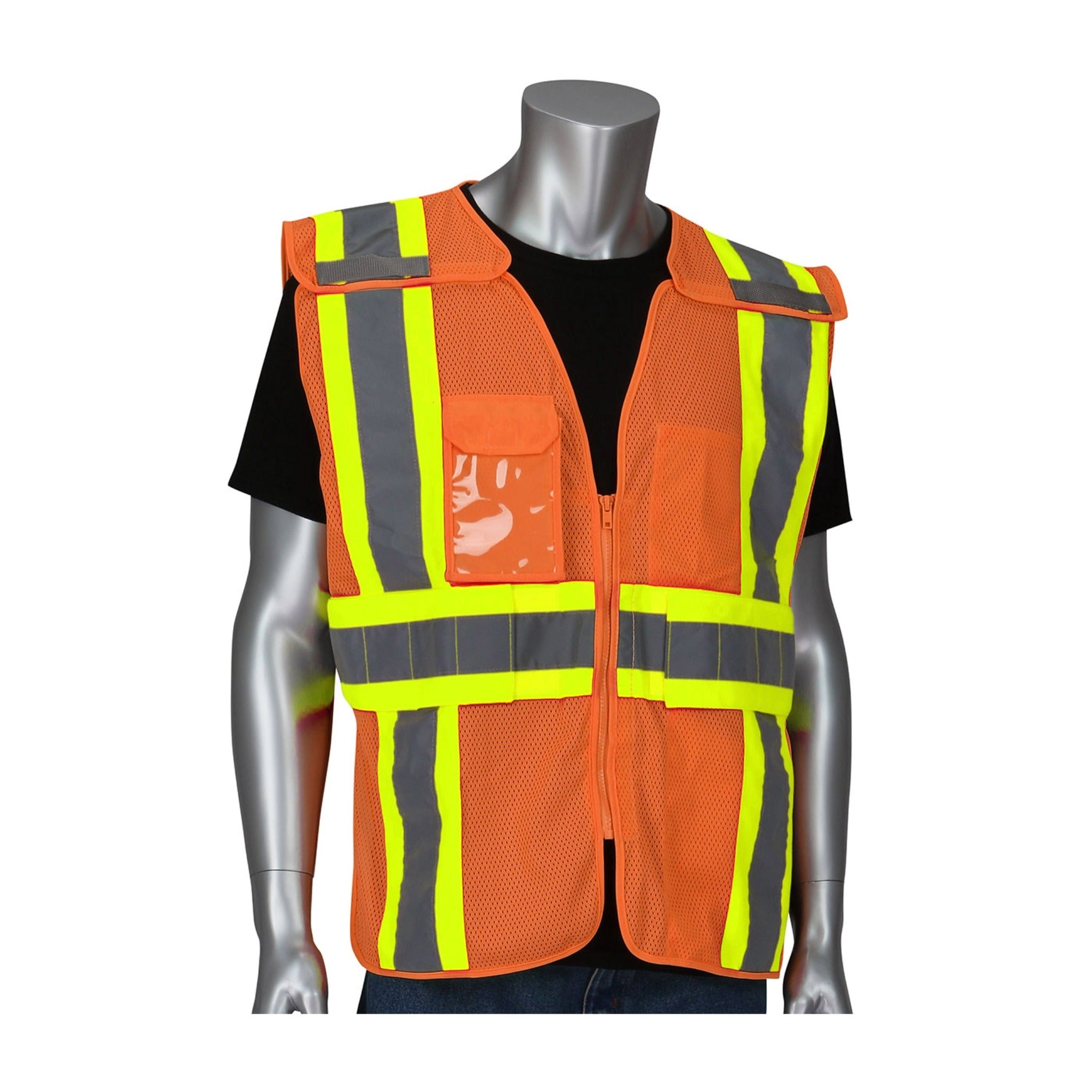 PIP 302-0590 ANSI Type R Class 2 Expandable Two-Tone Mesh Breakaway Vest_Orange
