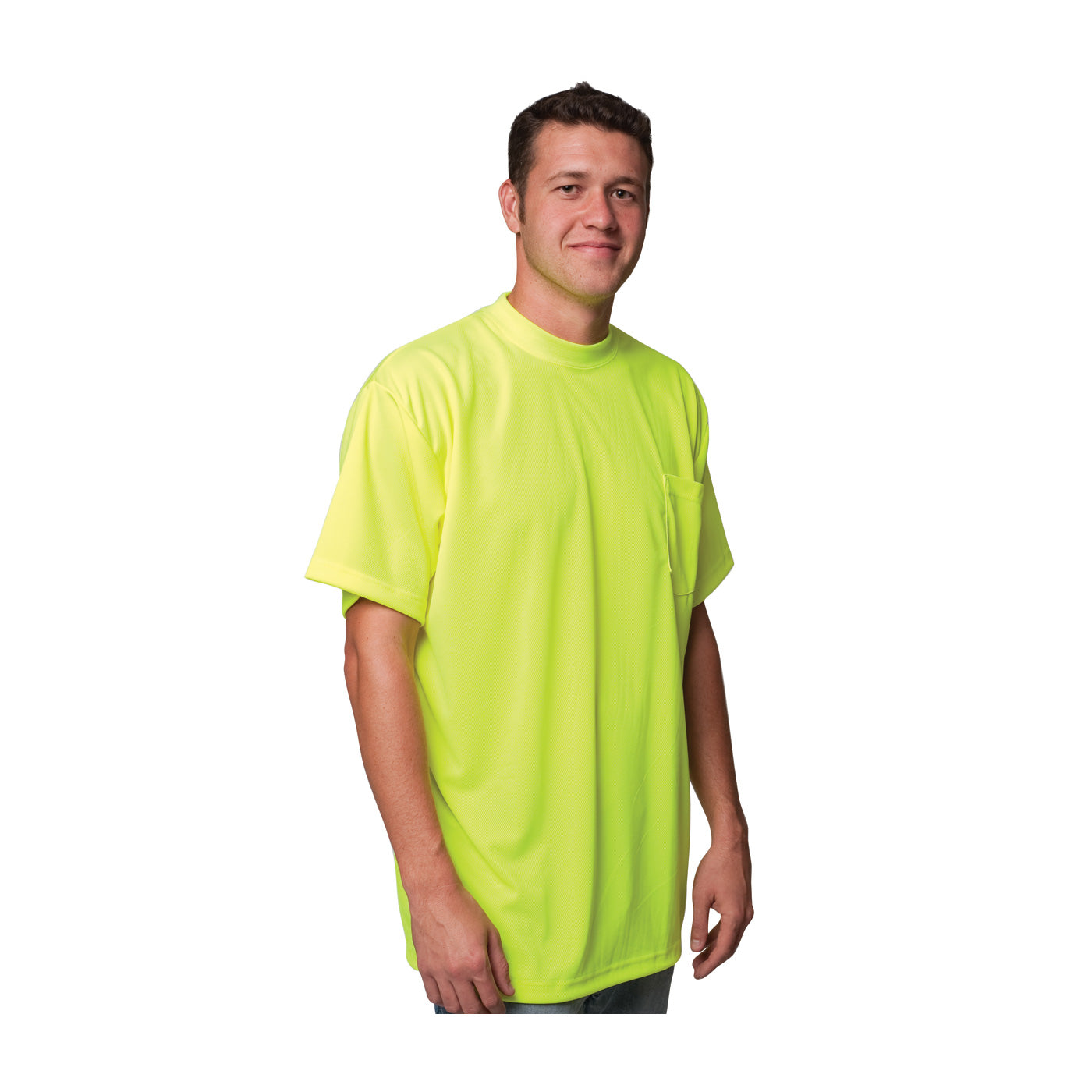 PIP 310-CNTSNLY-L Non-ANSI Short Sleeve T-Shirt, Hi-Vis Yellow, Large, 1 Each