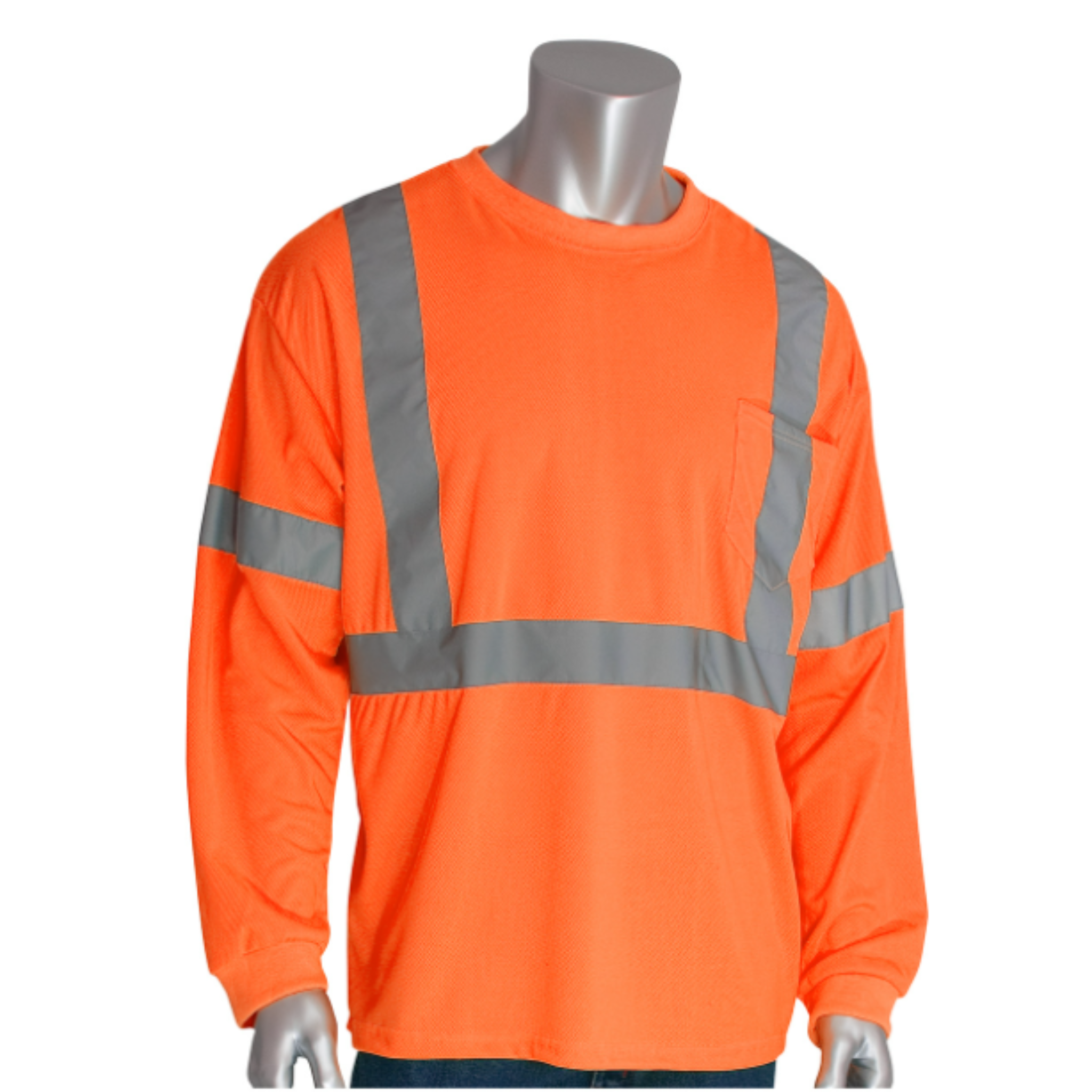 PIP 313-1300-OR/L ANSI Type R Class 3 Long Sleeve T-Shirt, Main Image