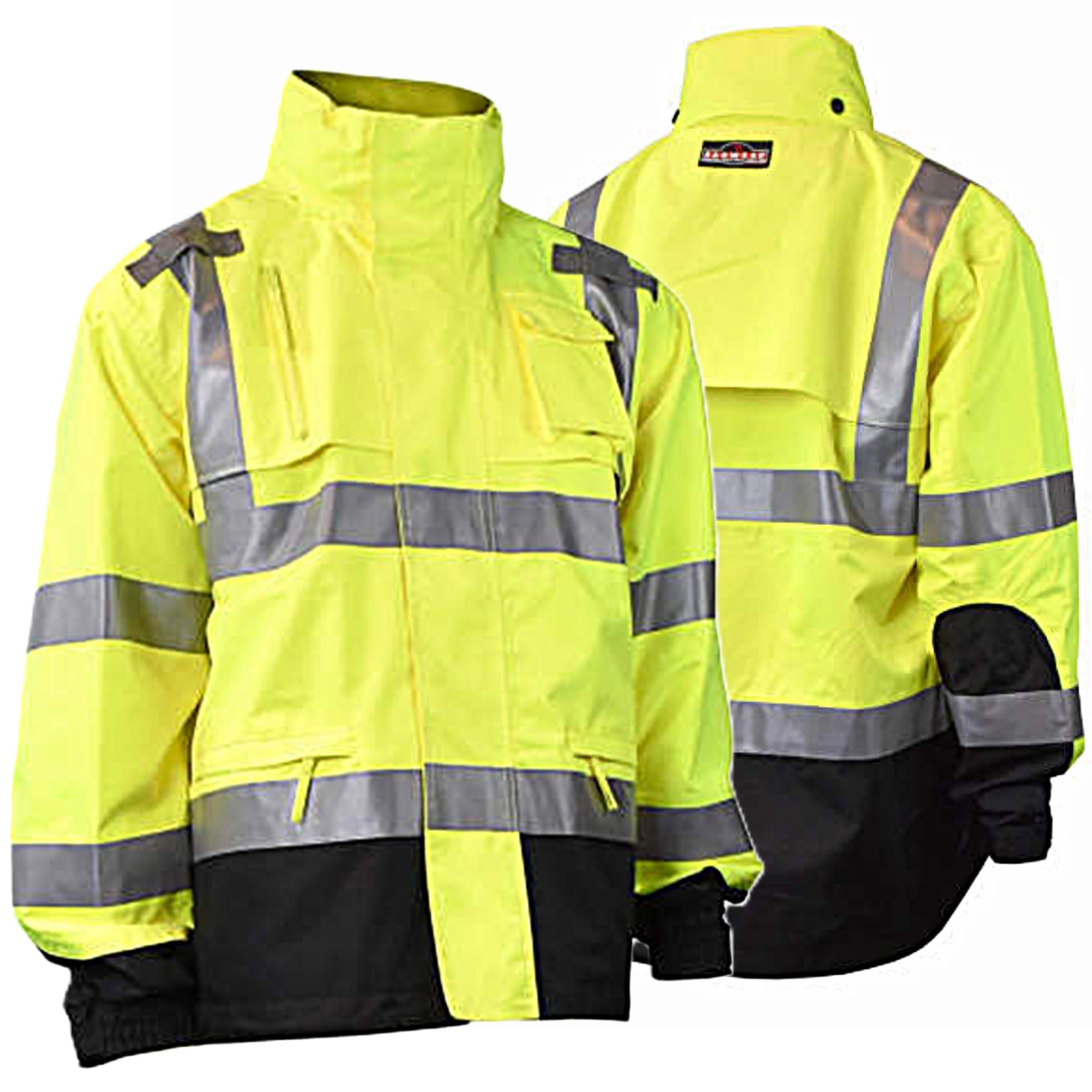 Radians RW32-3Z1Y Heavy Duty Rip Stop Waterproof Rain Jacket, Hi-Vis Green, 1 Each 