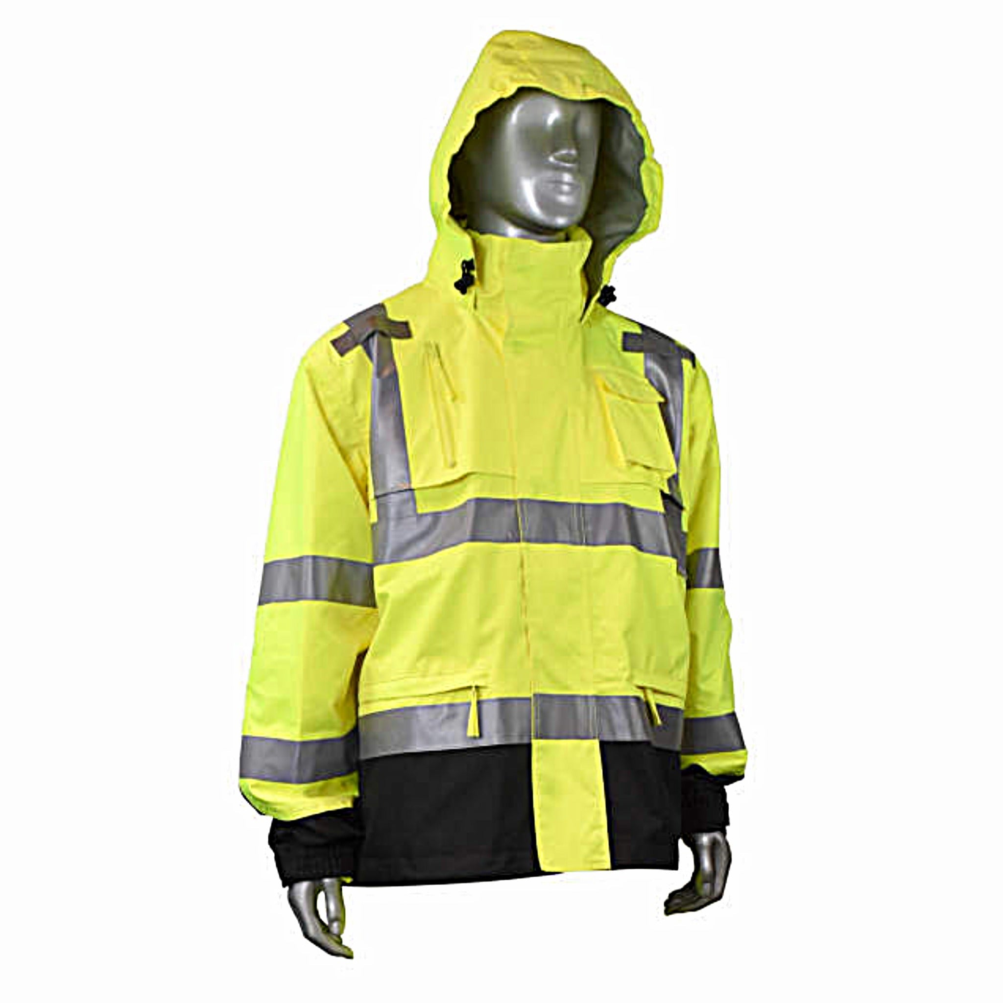 Radians RW32-3Z1Y Heavy Duty Rip Stop Waterproof Rain Jacket, Hi-Vis Green, 1 Each 