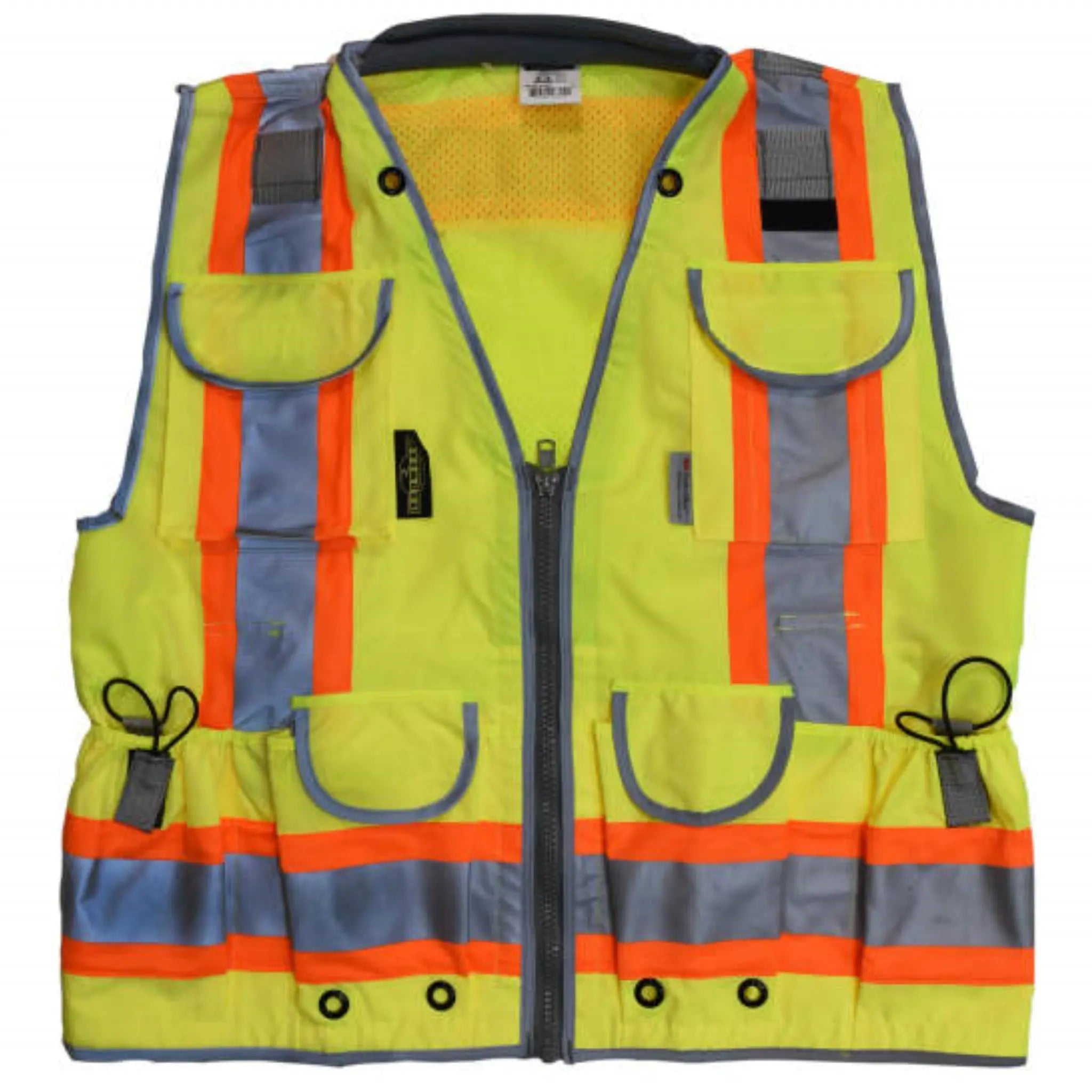 Radians SV55-2ZGD Class 2 Heavy Woven Two-Tone Engineer Vest, Hi-Vis Green, 1 Each 