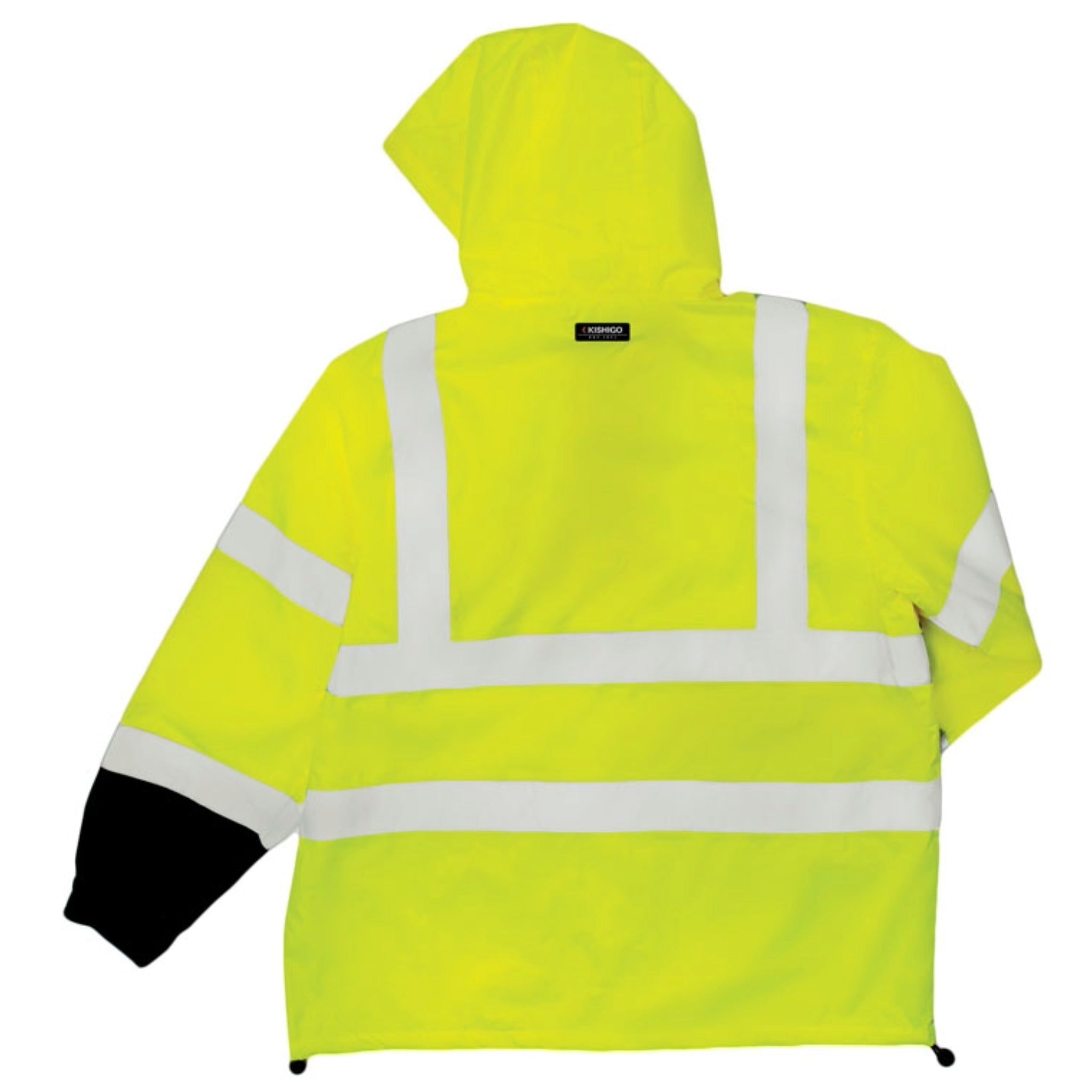 Kishigo RWJ102 Storm Cover Rainwear Jacket, Type R, Class 3, Lime, 1 Each-Back-Flat