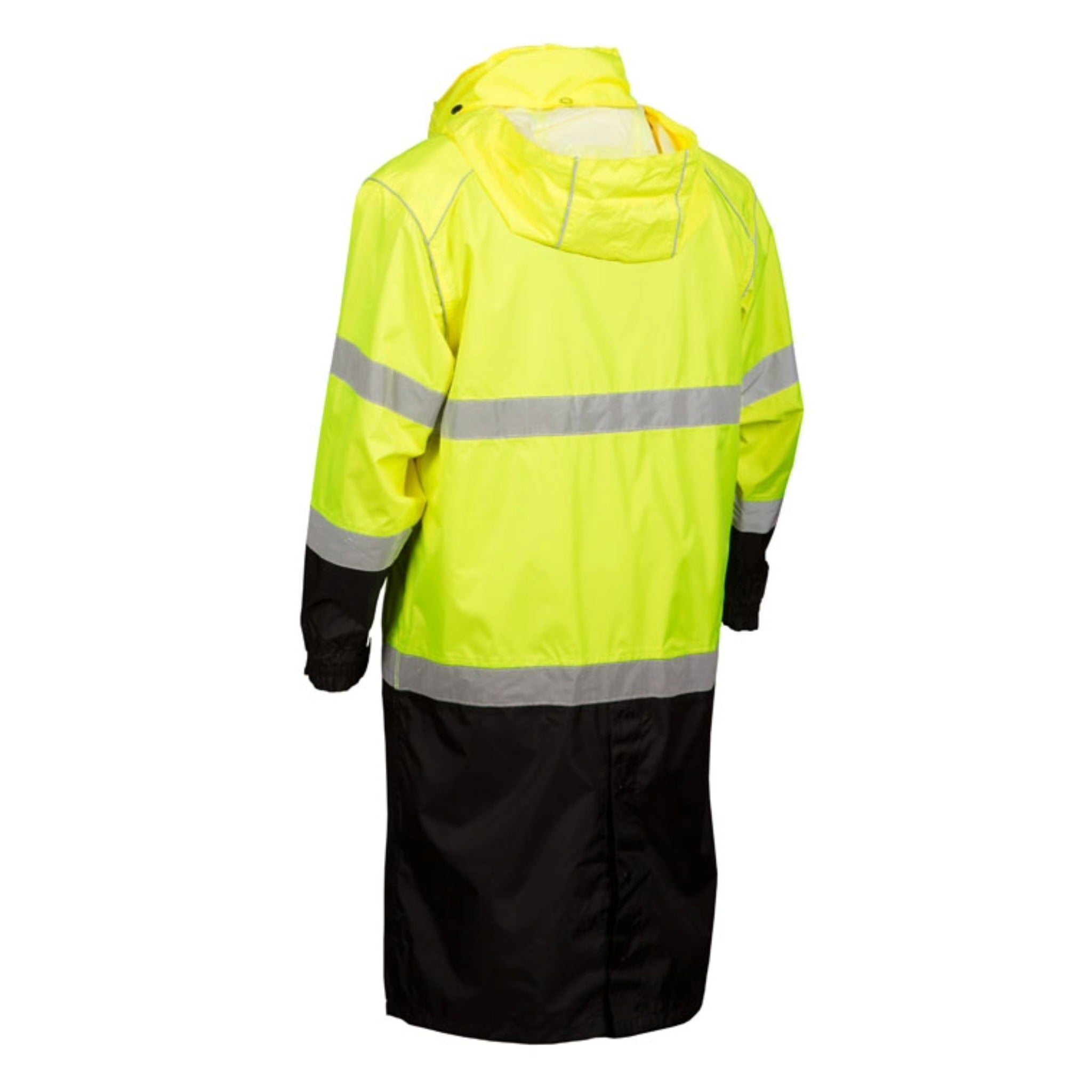 Kishigo RWJ108 Premium Brilliant Series Long Rain Coat, Type R, Class 3, Lime, 1 Each-B-Angle
