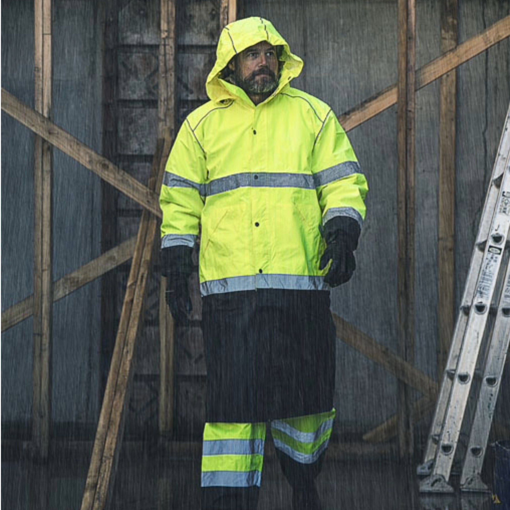 Kishigo RWJ108 Premium Brilliant Series Long Rain Coat, Type R, Class 3, Lime, 1 Each-Model