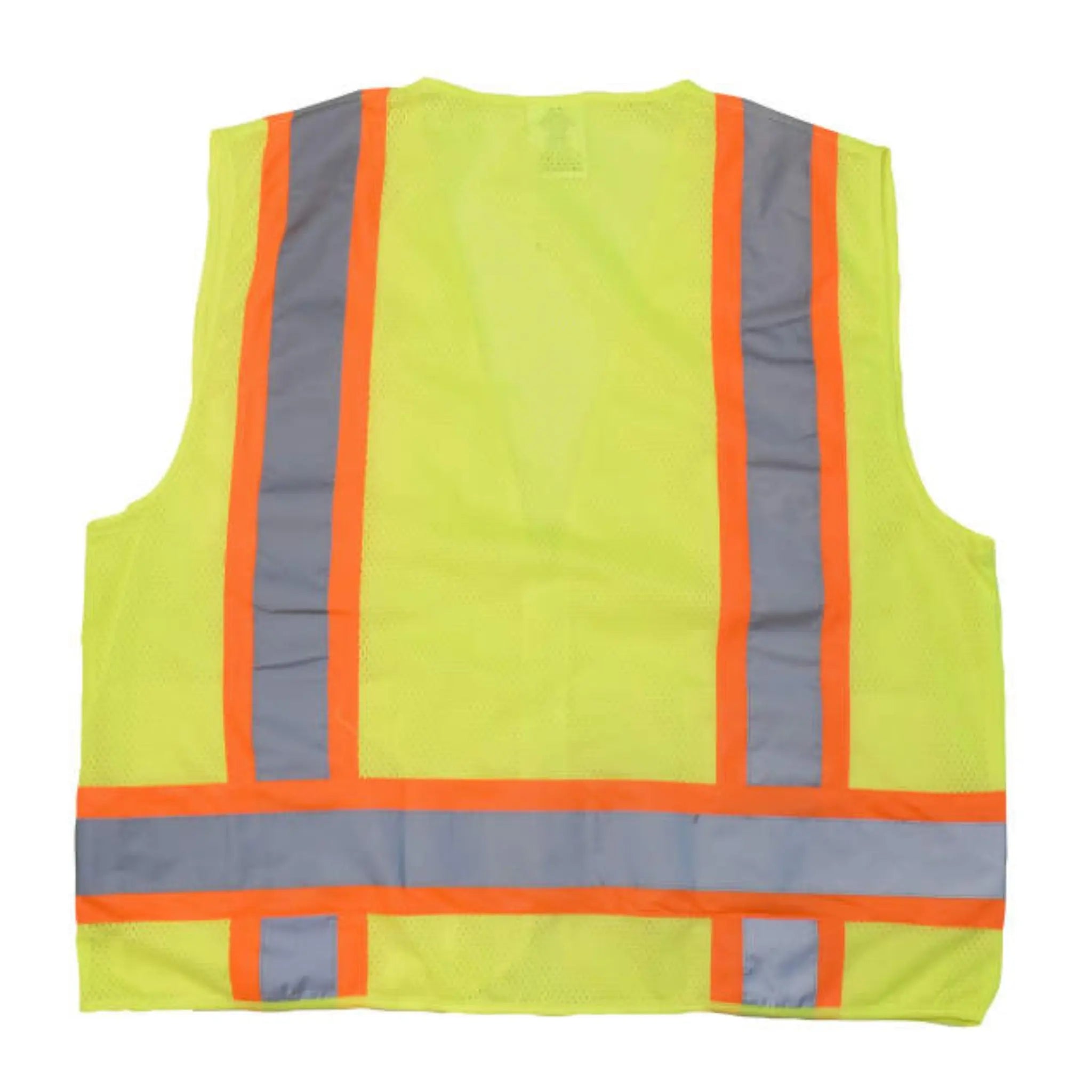 Radians SV6G Type R Class 2 Solid Front/Mesh Back Surveyor Safety Vest, Hi-Vis Green, 1 Each, Flat View-Back