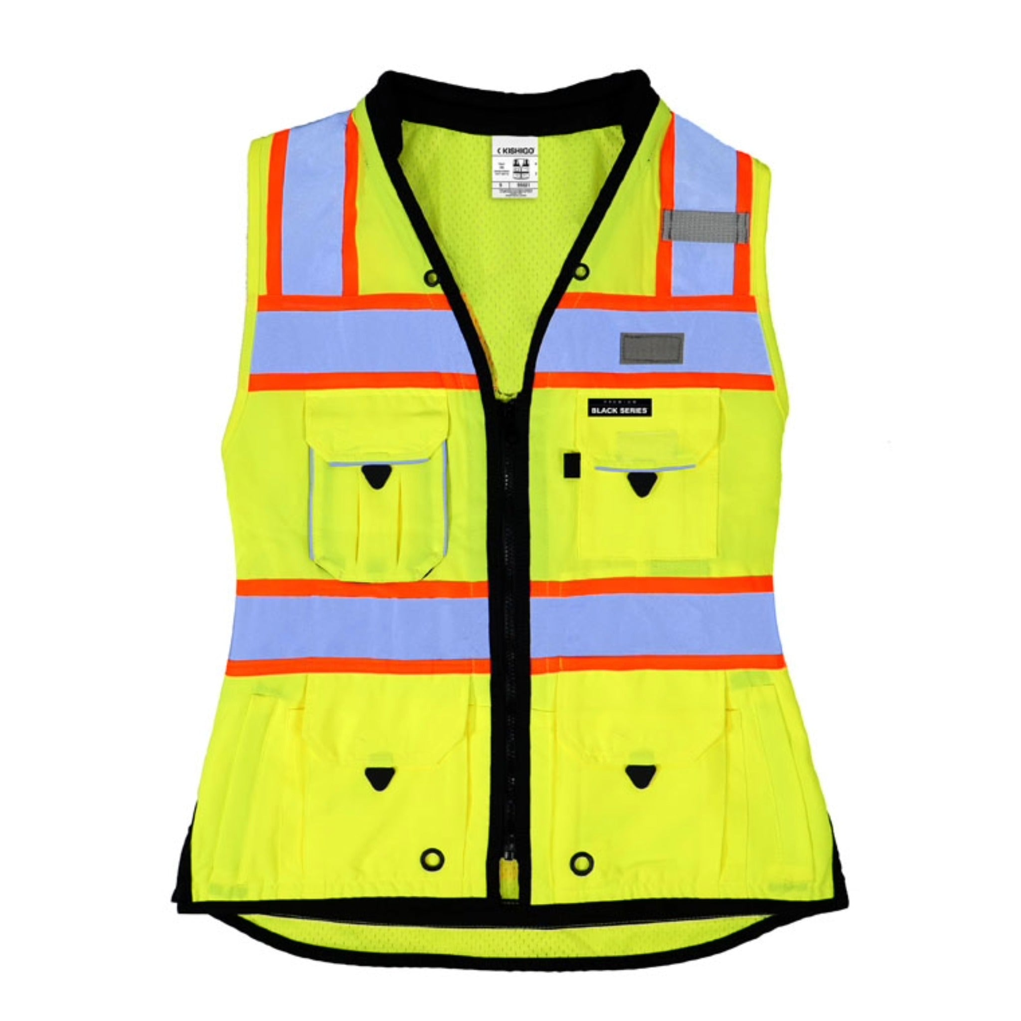 Kishigo S5021 Premium Black Series Women's Heavy Duty Surveyors Vest, Type R, Class 2, Lime, 1 Each