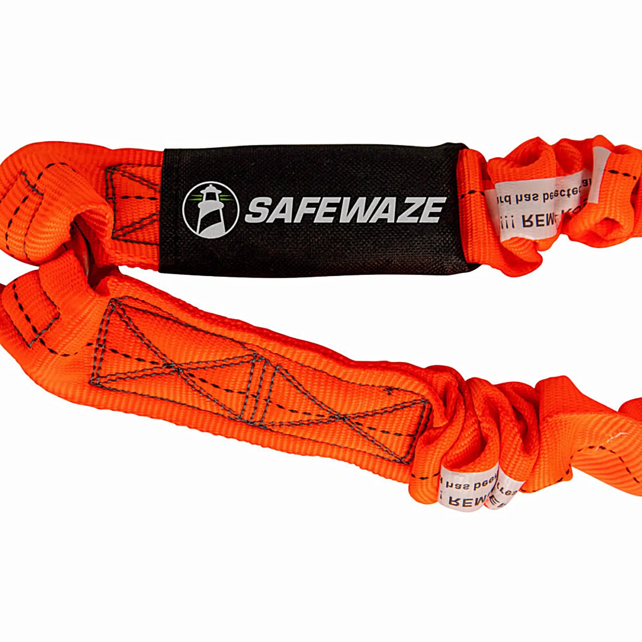 SafeWaze FS88596 V-Line 6' Stretch Internal Energy Absorbing Lanyard, Dual Leg, Rebar Hooks, Hi Vis Orange Lanyard