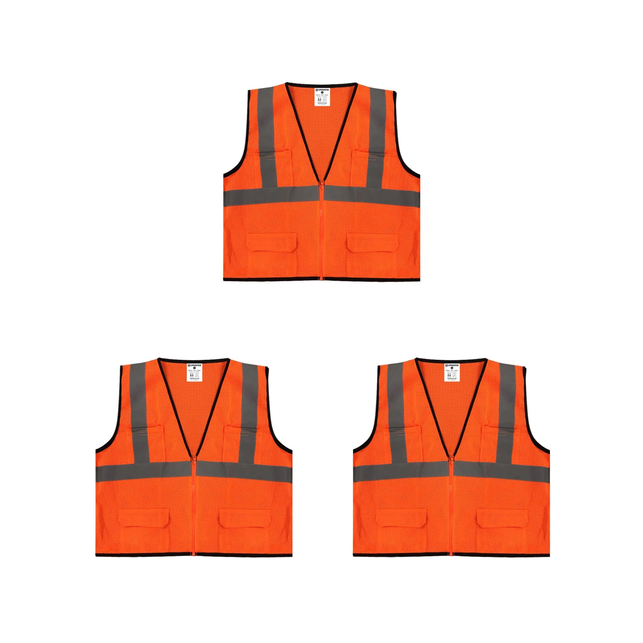 Safety Main 05EAMO Economy Vest, Class 2, All Mesh, Hi-Vis Orange, 3 Pack