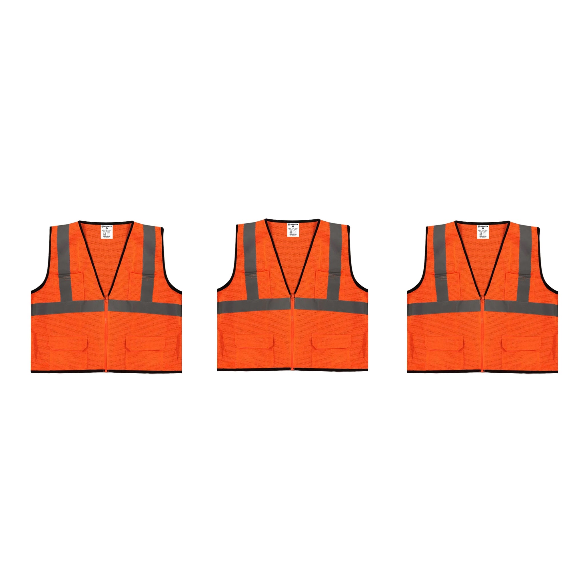 Safety Main 05EAMO Economy Vest, Class 2, All Mesh, Hi-Vis Orange, 3 Pack