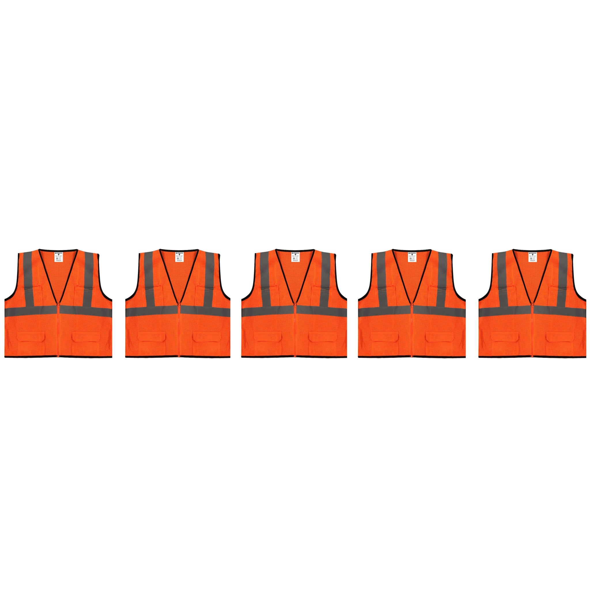 Safety Main 05EAMO Economy Vest, Class 2, All Mesh, Hi-Vis Orange, 5 Pack