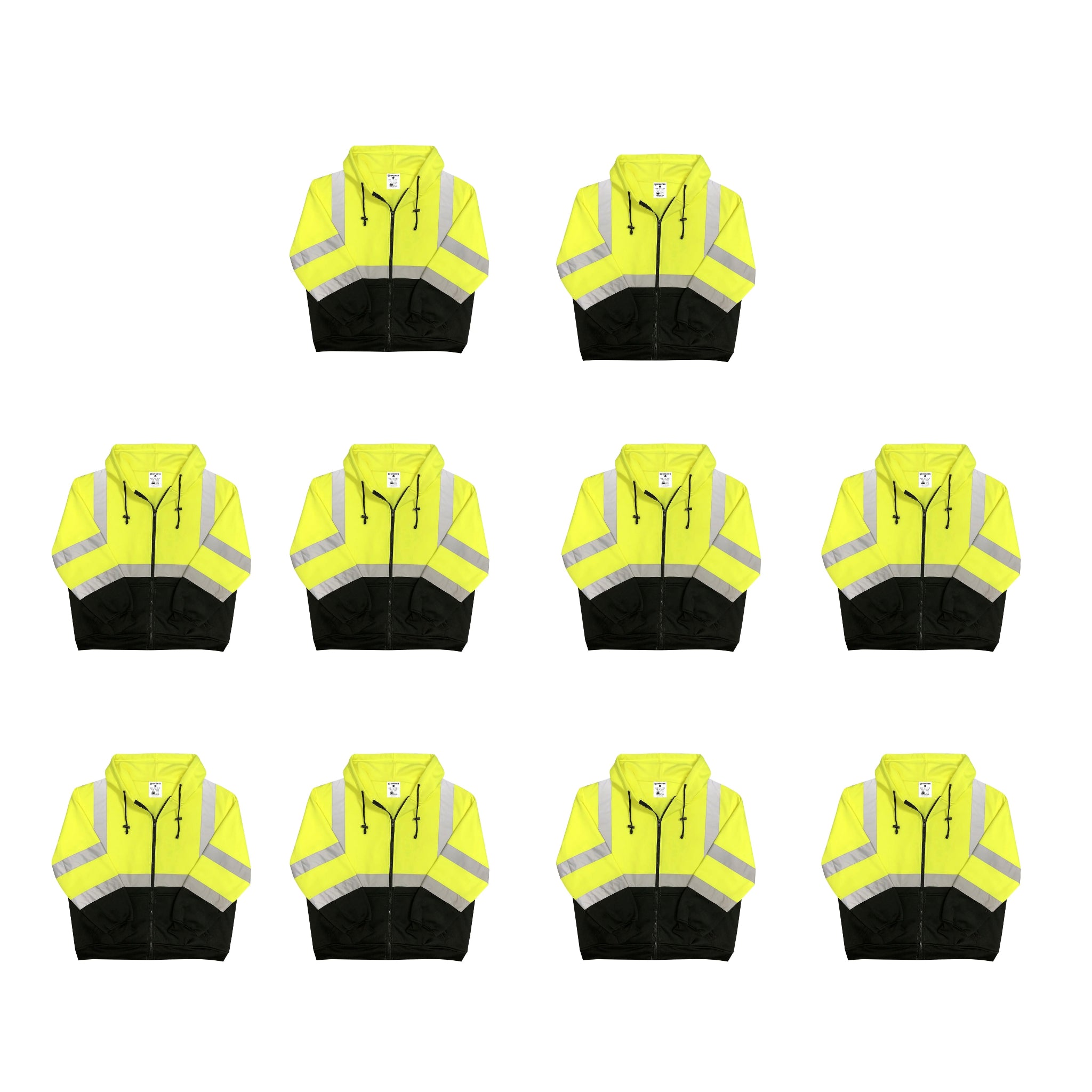 Safety Main 05LWJYB Lightweight Jacket, Class 3, Hi-Vis Yellow with Black Bottom, Pack of 10