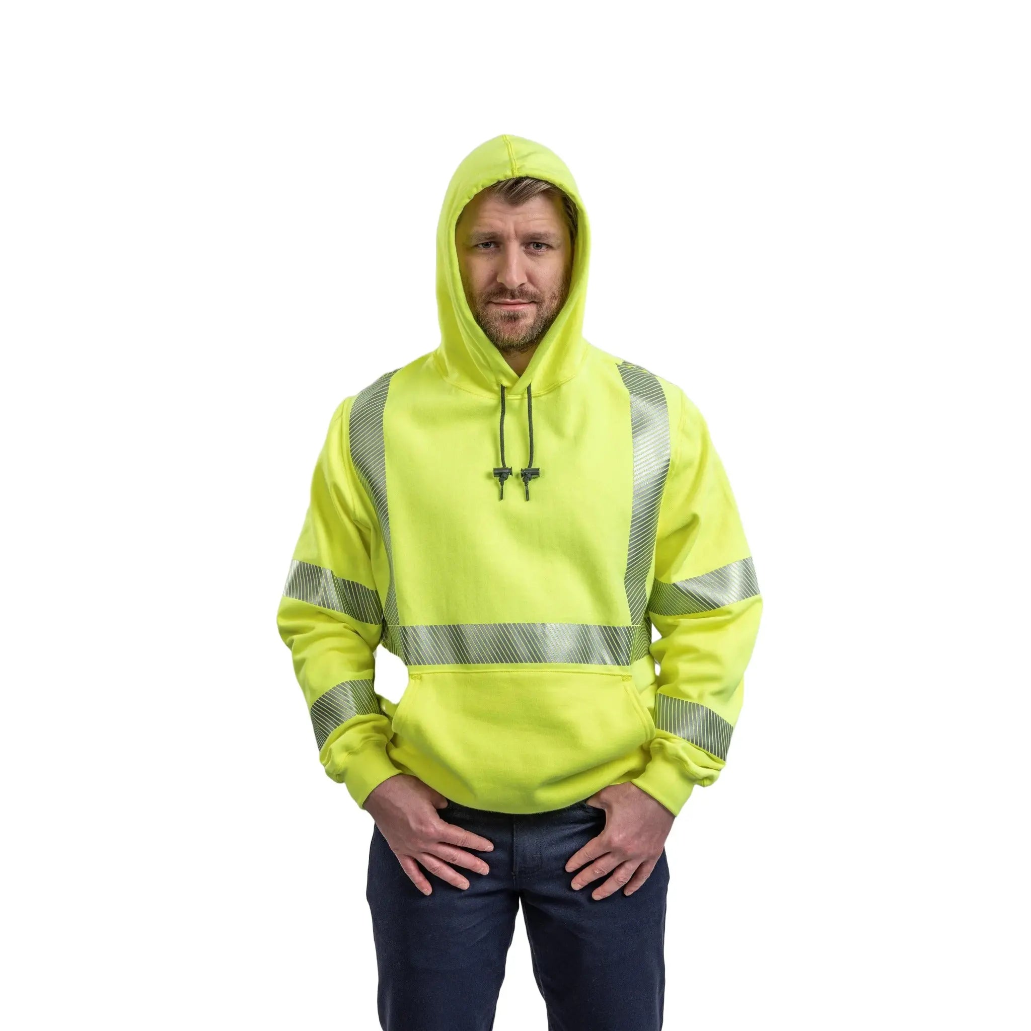 National Safety Apparel DRIFIRE SWSHEC3 FR HV Pullover Hoodie Class 3-Model-Front