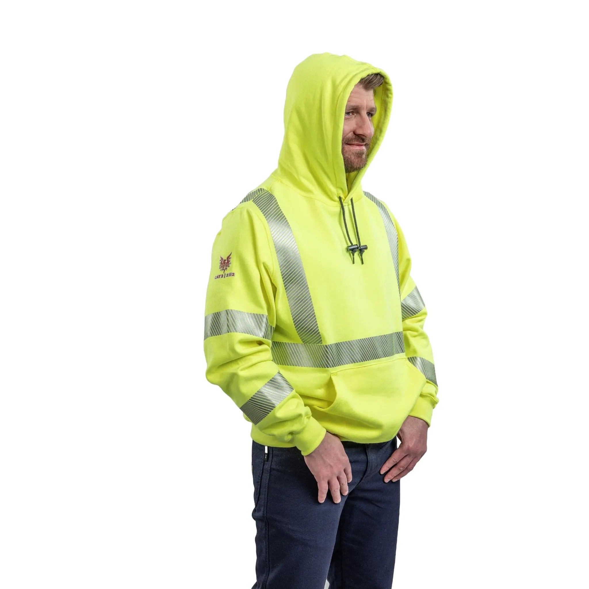 National Safety Apparel DRIFIRE SWSHEC3 FR HV Pullover Hoodie Class 3-model-Side