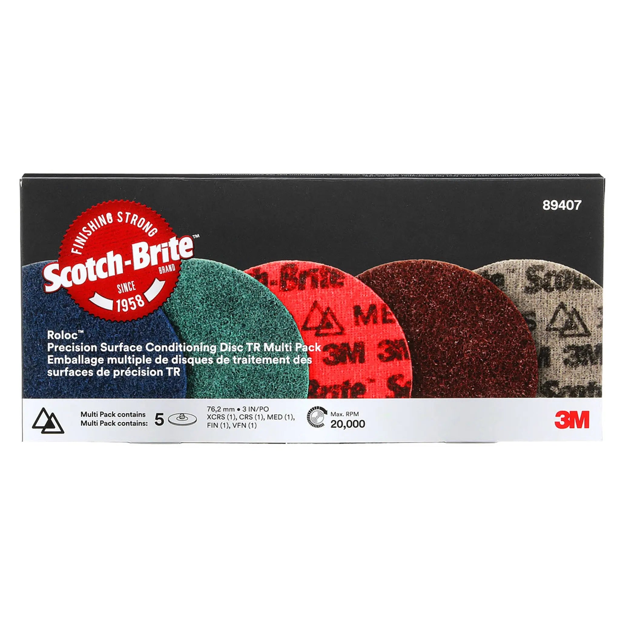 Scotch-Brite Roloc Precision Surface Conditioning Disc PN-DR TR 3 in Multi-Grade, 1 Each 
