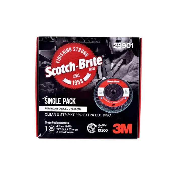 Scotch-Brite™ Clean and Strip XT Pro Extra Cut Disc, T27 Quick Change, 4-1/2 in x 5/8 -11 in,  Single Pack, A XCS, 10 per case