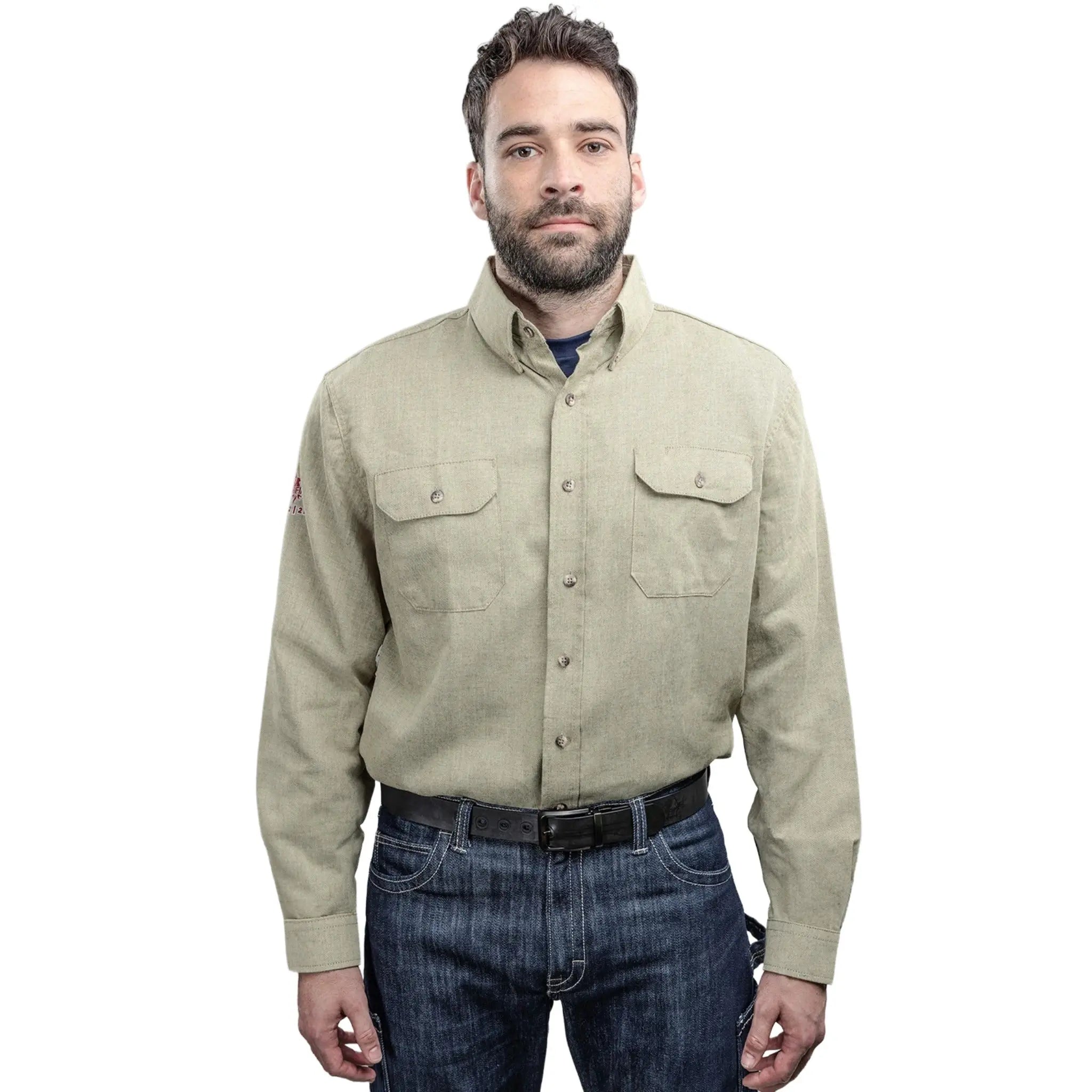 National Safety Apparel TCG01120 DRIFIRE TECGEN FR Work Shirt, Tan, 1 Each 