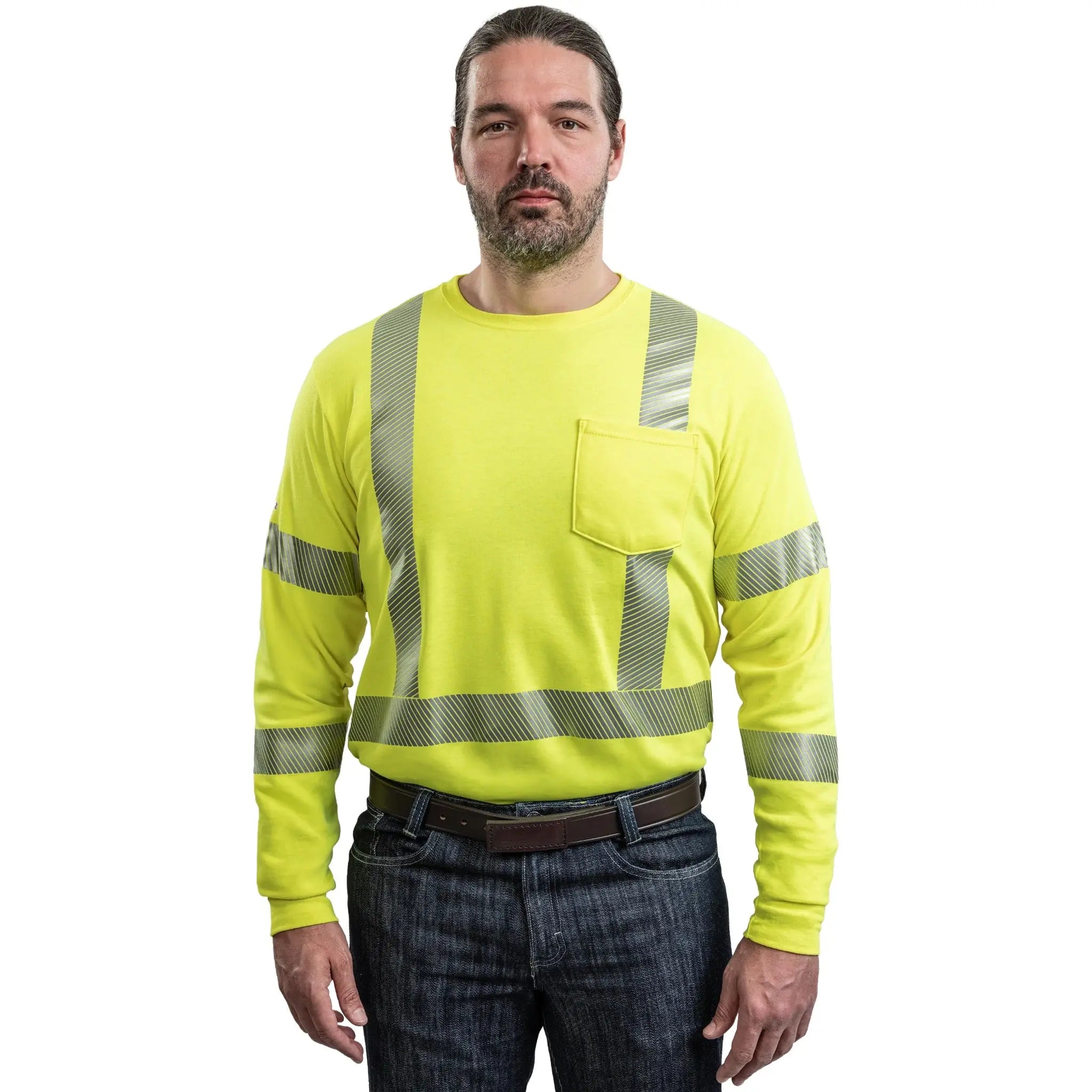 National Safety Apparel DRIFIRE TEEY2LSPC3 FR Hi-Vis Dual Hazard Long Sleeve T-Shirt Class -Model