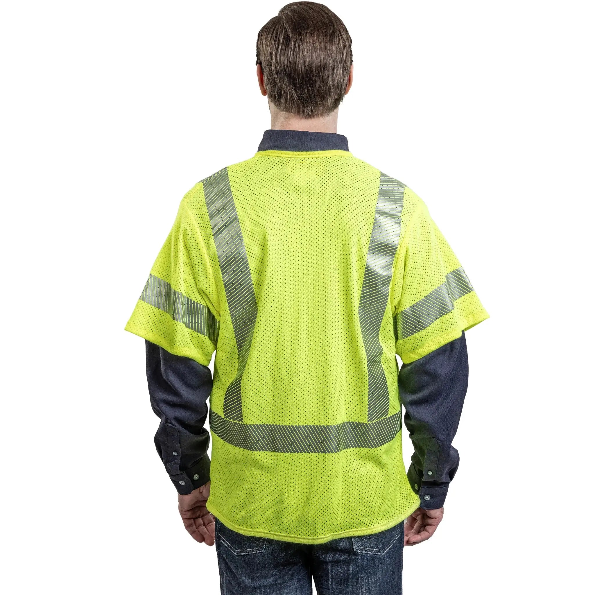 National Safety Apparel V00HA3V FR Mesh Vest Class 3-Model-Back