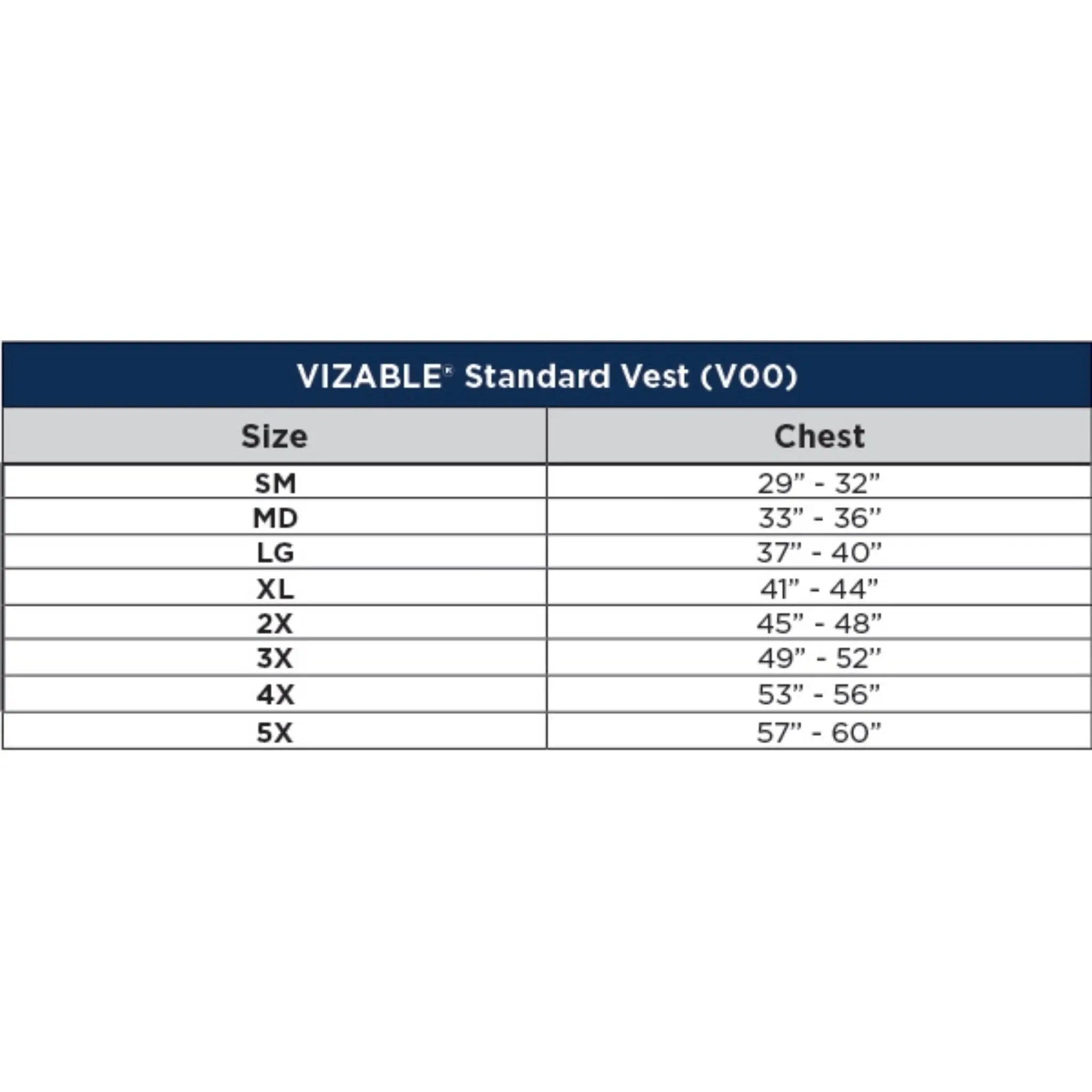 National Safety Apparel V00HA3V FR Mesh Vest Class 3-Sizing Chart