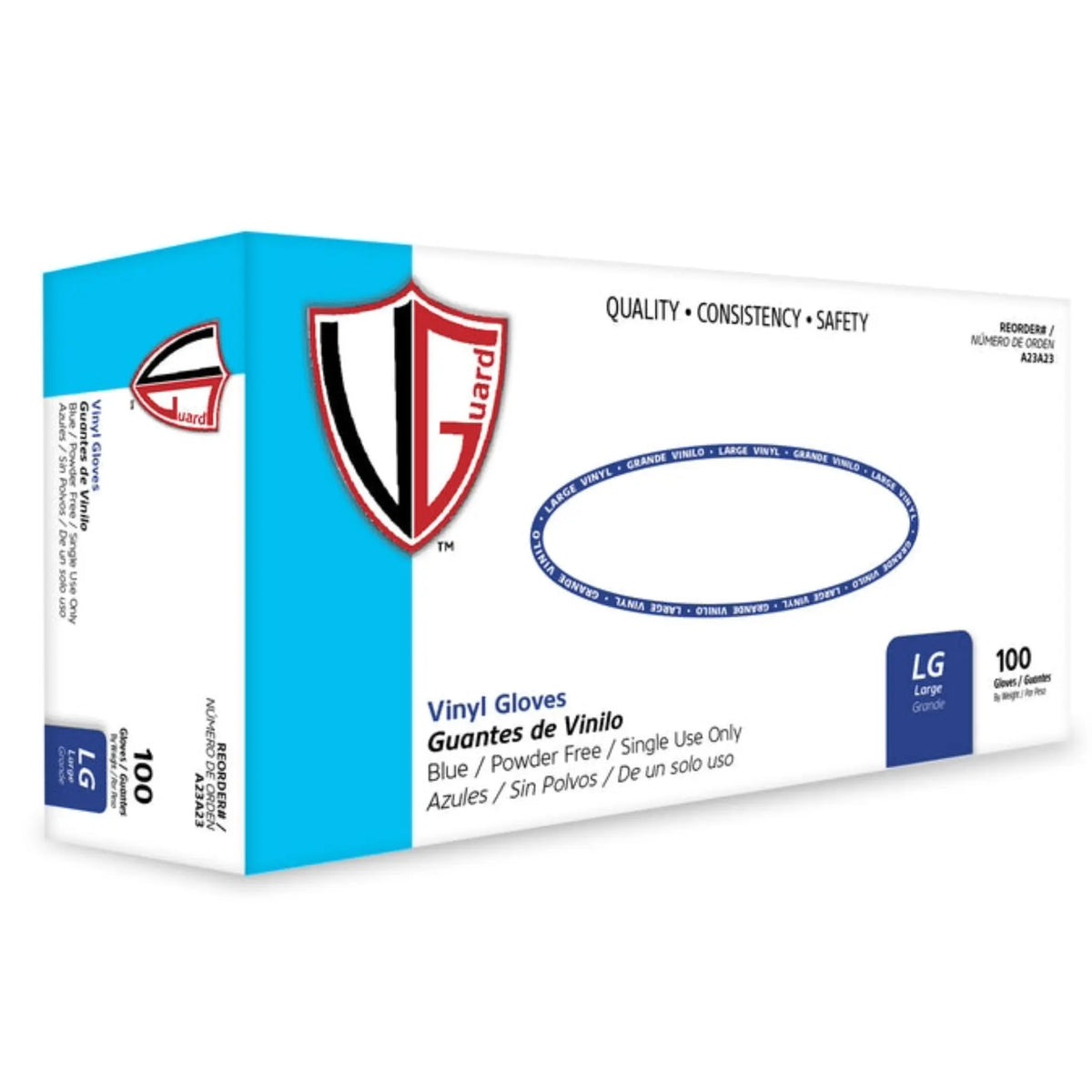 Vanguard VGuard A23A2 Vinyl General Purpose Gloves, Blue, Case of 1000 