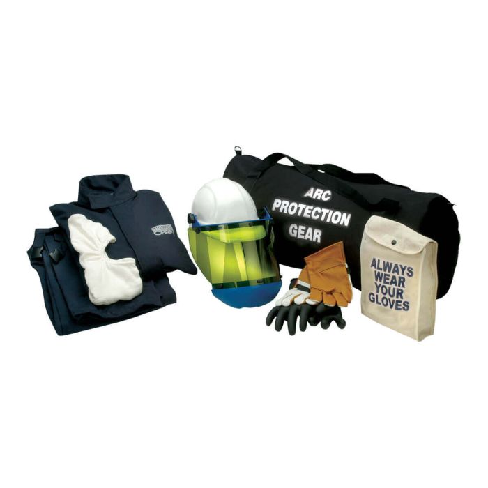 Chicago Protective Apparel AG12-S-9.5, 12 Cal Jacket and Bib Arc Flash Kit, Navy, Small Clothing, Size 9.5 Glove, 1 Kit