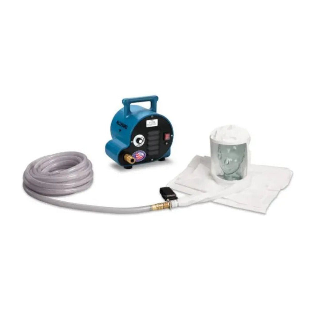 Allegro 9222-02A 1-Worker Double Bib Tyvek Hood Breathing Air Blower Respirator System w/ 50’ Hose