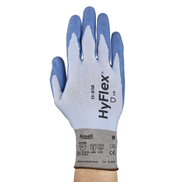 Ansell HyFlex 11-518 111710 Cut Resistant Dyneema Work Glove, Blue, 1 Pair