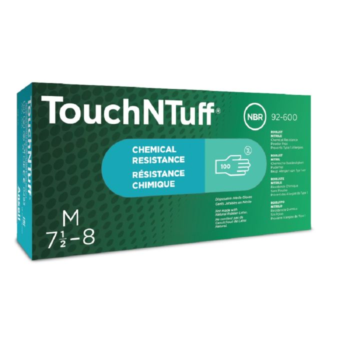 Ansell TouchNTuff 92-600 585834 Powder Free Nitrile Glove, Green, Case of 1000