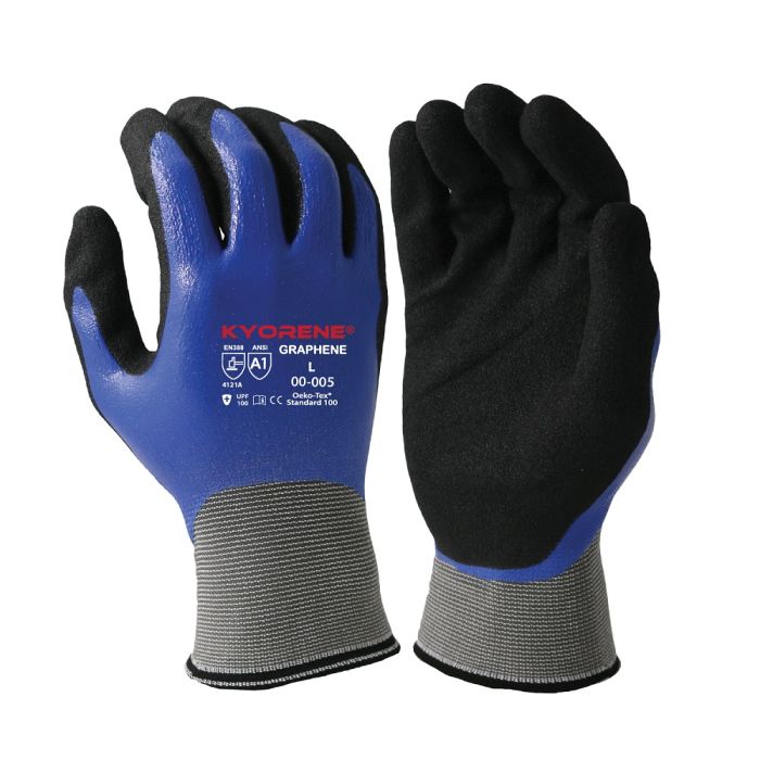 Armor Guys Kyorene 00-005 Fully Coated Graphene Liner Work Gloves, Blue, Box of 12 Pairs