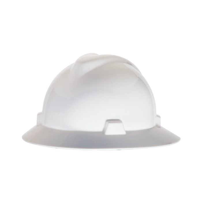MSA V-Gard 475369 Slotted Full Brim Hard Hat  with Fas-Trak III Suspension, White, 1 Each