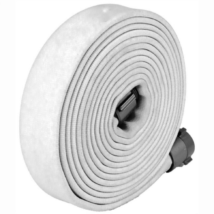 Key Fire Hose DP30 Big-10 Heavy Duty Rubber Attack Hose, Double Jacket, 3" Size, 50' Section, White, 1 Each