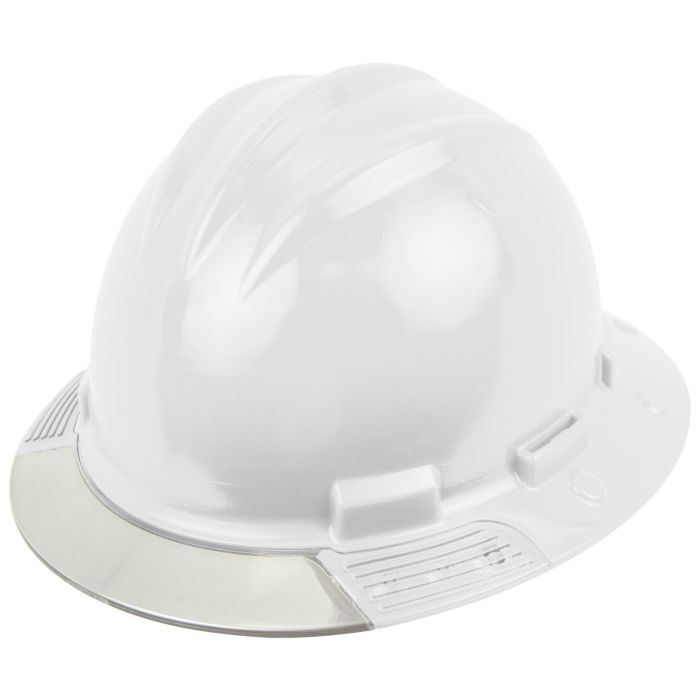 Bullard White AboveView HDPE Full Brim Hard Hat Flex Gear 4 Point Ratchet Suspension