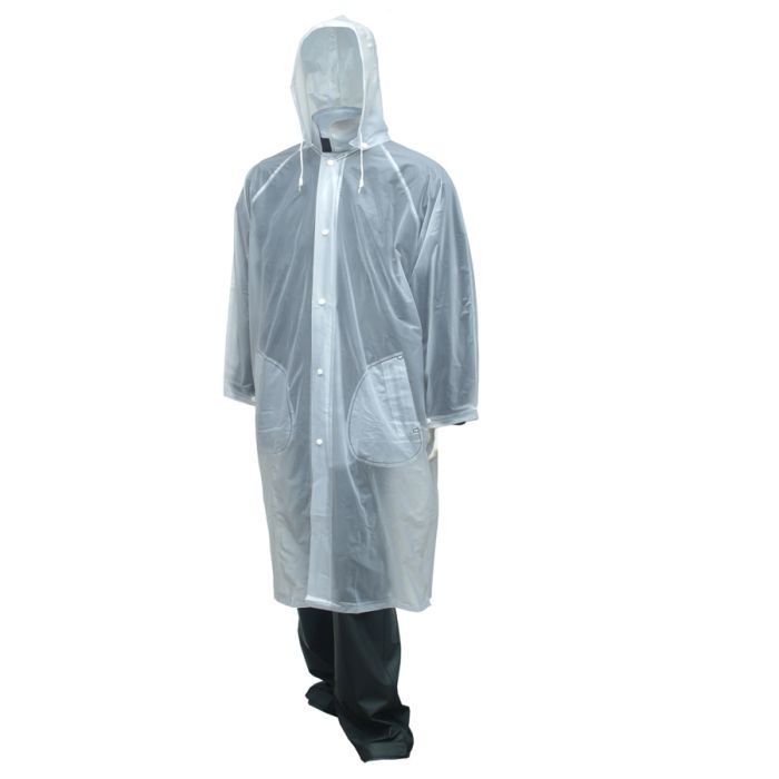 Tuff-Enuff Coat Clear 48" Storm Fly Front Detachable Hood Retail Packed