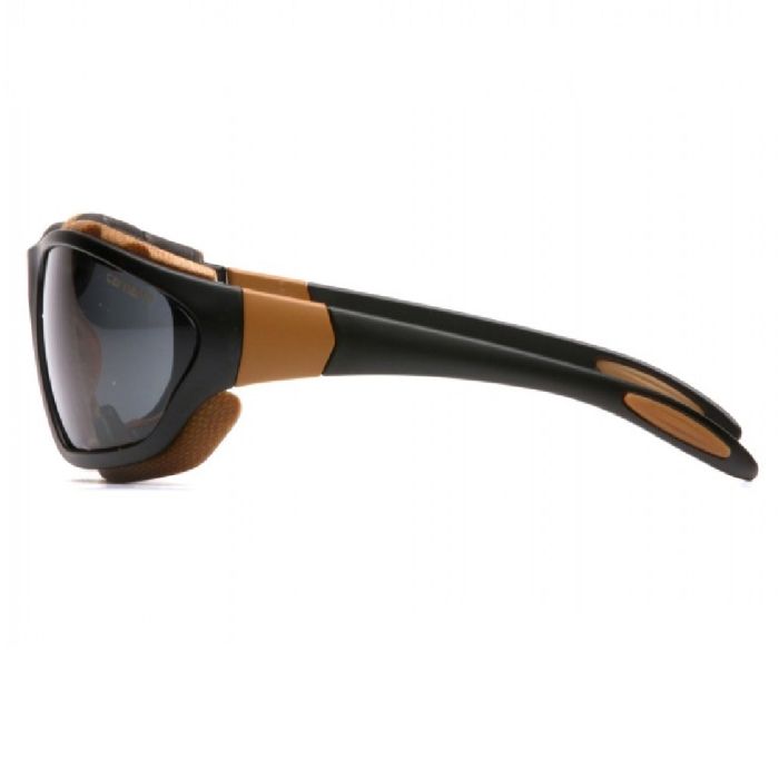 Pyramex Carhartt CHB418DTP Carthage Safety Glasses with Interchangeable Strap, Sandstone Bronze Lens, Black and Tan Frame, One Size, Box of 12