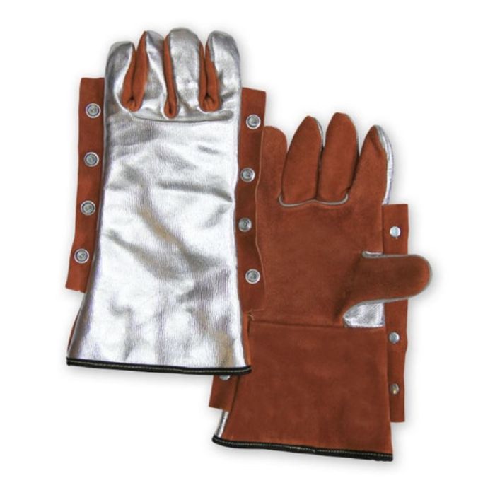 CPA SN-901-ALUM Aluminized Leather Welding Glove with Snaps, Brown/Silver, One Size, 1 Pair