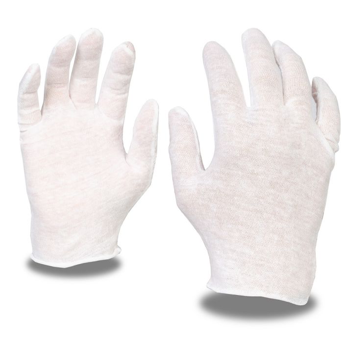 Cordova 1100C Men's Lightweight Lisle Inspector Gloves, White, Large, Box of 12