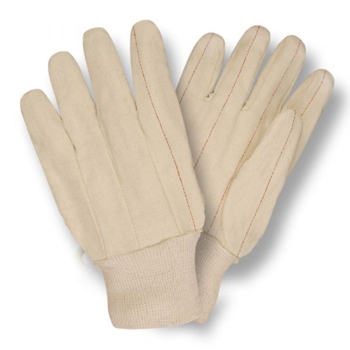 Cordova 2430 Knit Wrist Nap-In Canvas Double Palm Gloves, Natural, Large, Box of 12