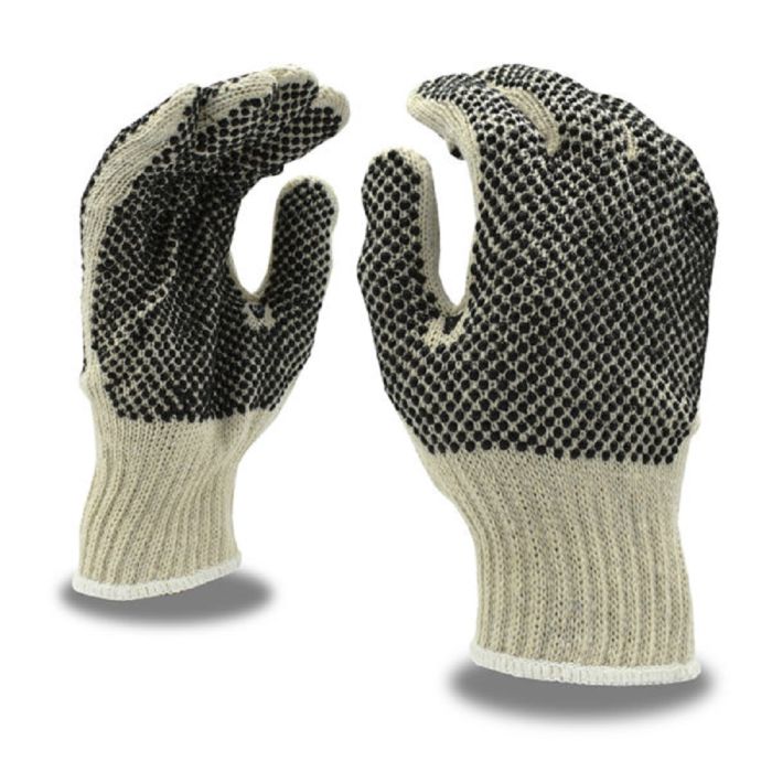 Cordova 3855L/P Double-Sided PVC Dots Machine Knit Gloves, Natural, Large, Box of 12