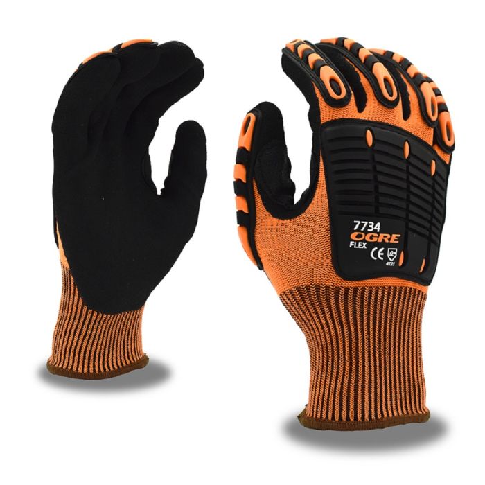 Cordova OGRE 7734L Industrial Mechanic’s Safety Gloves, Hi-Vis Orange, Large, 1 Pair
