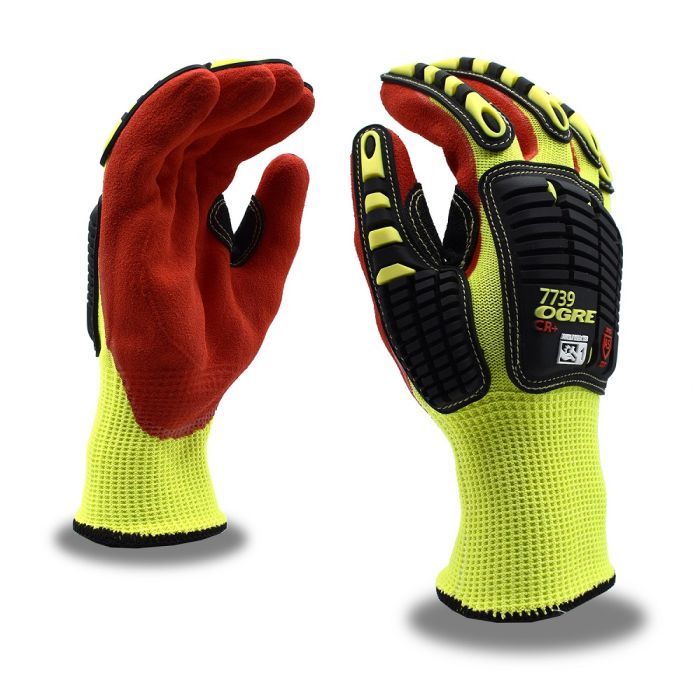 Cordova OGRE 7739L Cut-Resistant Impact Protection Safety Gloves, Hi-Vis Yellow, Large, 1 Pair