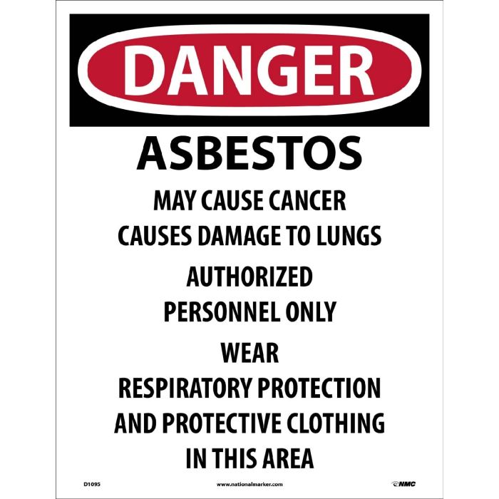 NMC D1095 Danger Asbestos May Cause Cancer Label 200/PK