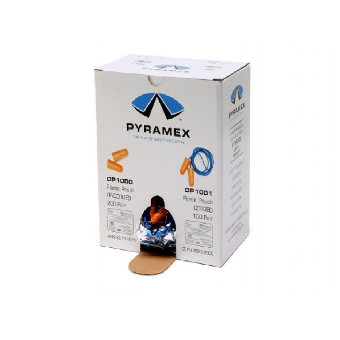 Pyramex Earplugs DP1001 Disposable Corded Earplugs NRR 31dB, Orange, One Size, Box of 100