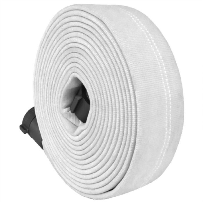 Key Fire Hose DP25 ECO-10 Lightweight Rubber Attack Hose, Double Jacket, 2.5" Size, 50' Section, White, 1 Each