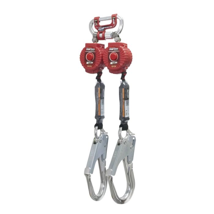 Honeywell Miller MFLC-4-Z7/6FT Twin Turbo Fall Protection System with Twin Turbo G2 Connector and Steel Rebar Hooks, Red, One Size, 1 Each