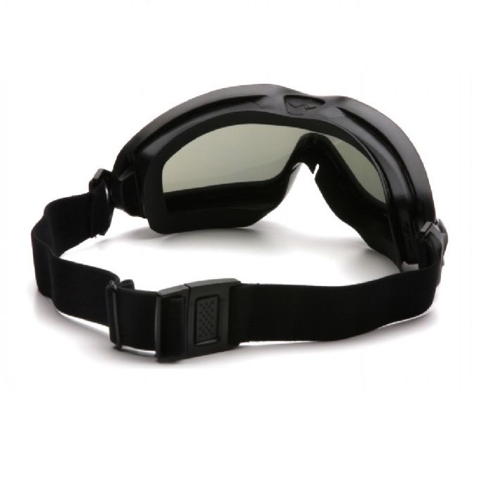 Pyramex V2G Plus GB6420SDT Dual Lens Safety Goggles, Black Temples and Strap, Gray H2X Anti Fog Lens, One Size, 1 Each