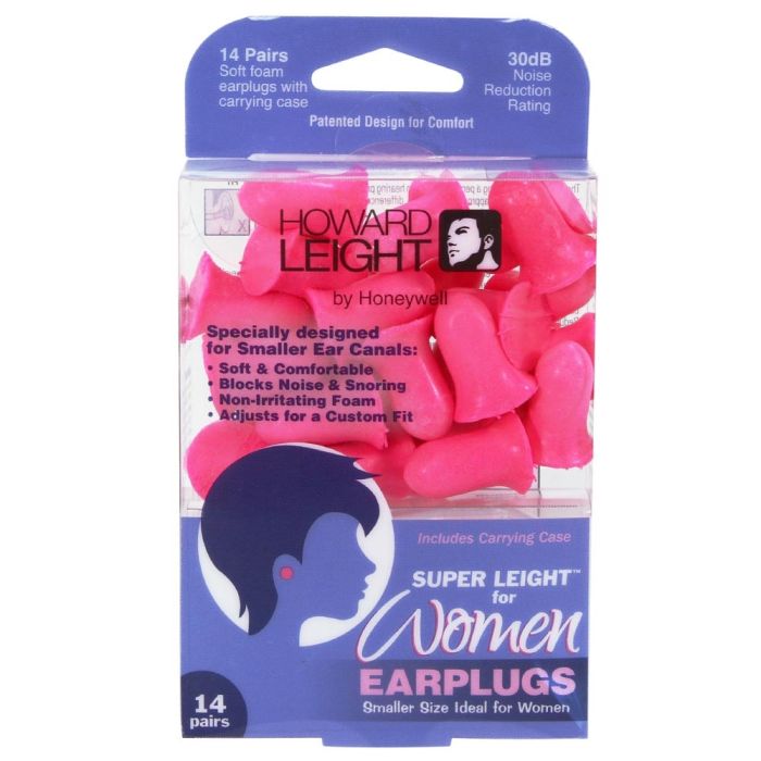 Honeywell Howard Leight R-01757 Super Leight Earplugs For Women, Pink, One Size, Box of 6